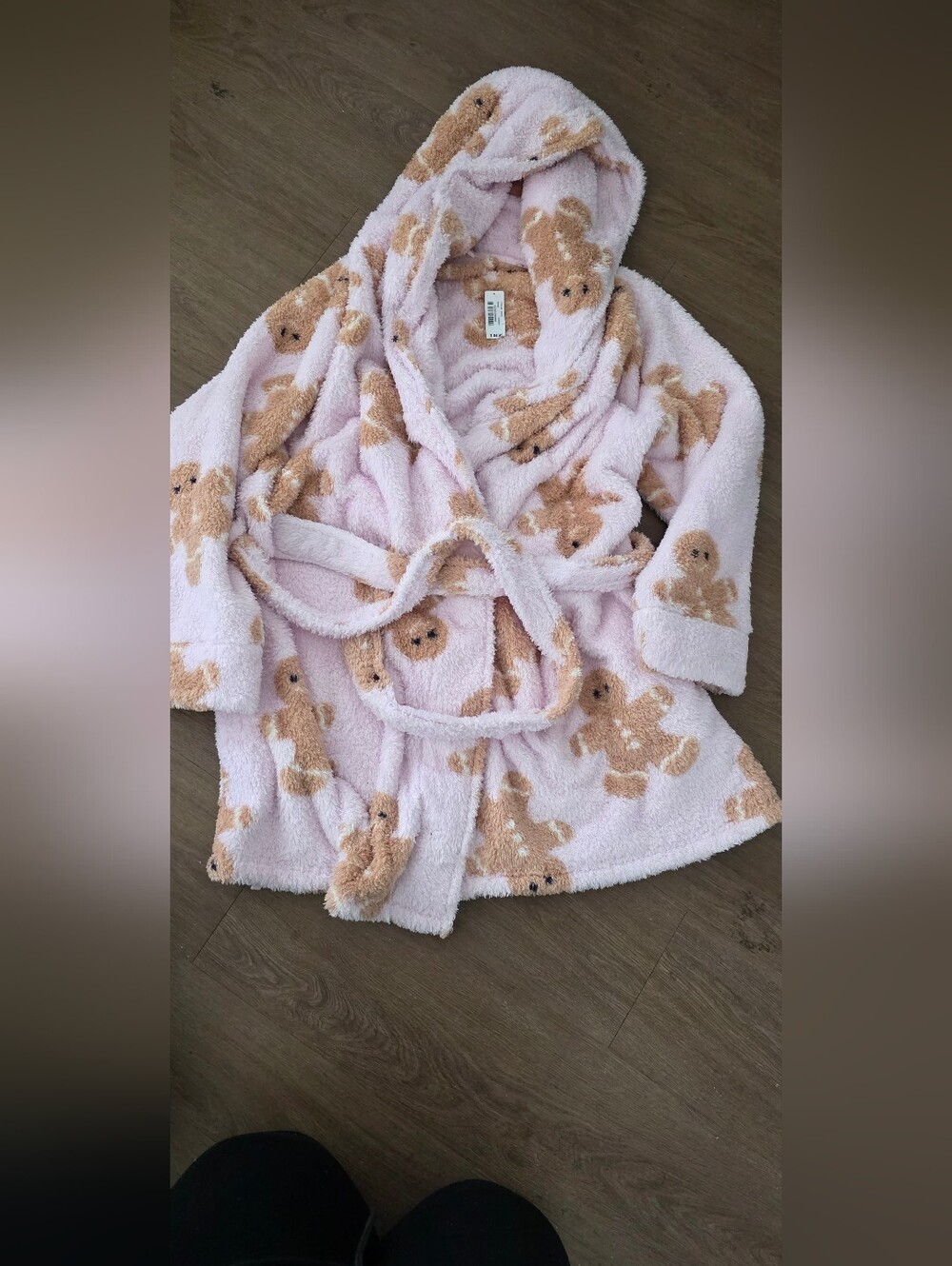 Plush Pink Gingerbread Hooded Robe